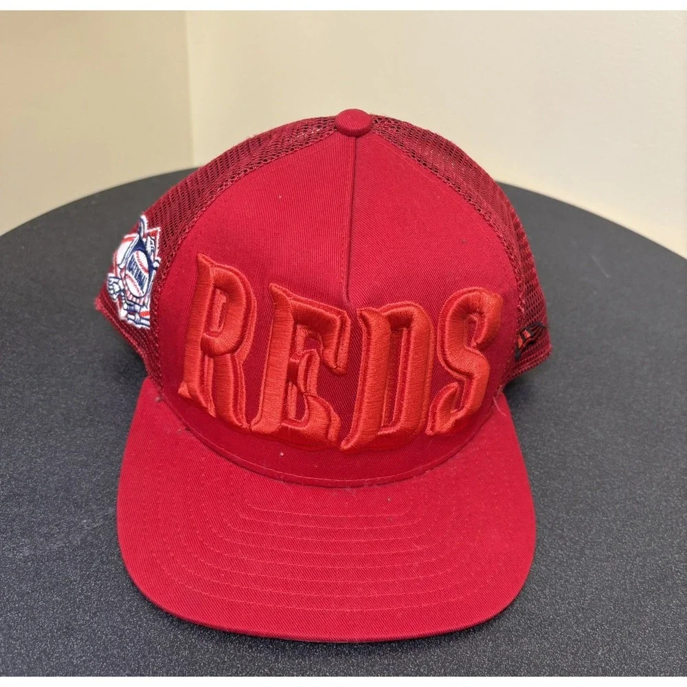 New Era 59Fifty Cincinnati Reds MLB‎ fitted red spell out logo snapback hat red